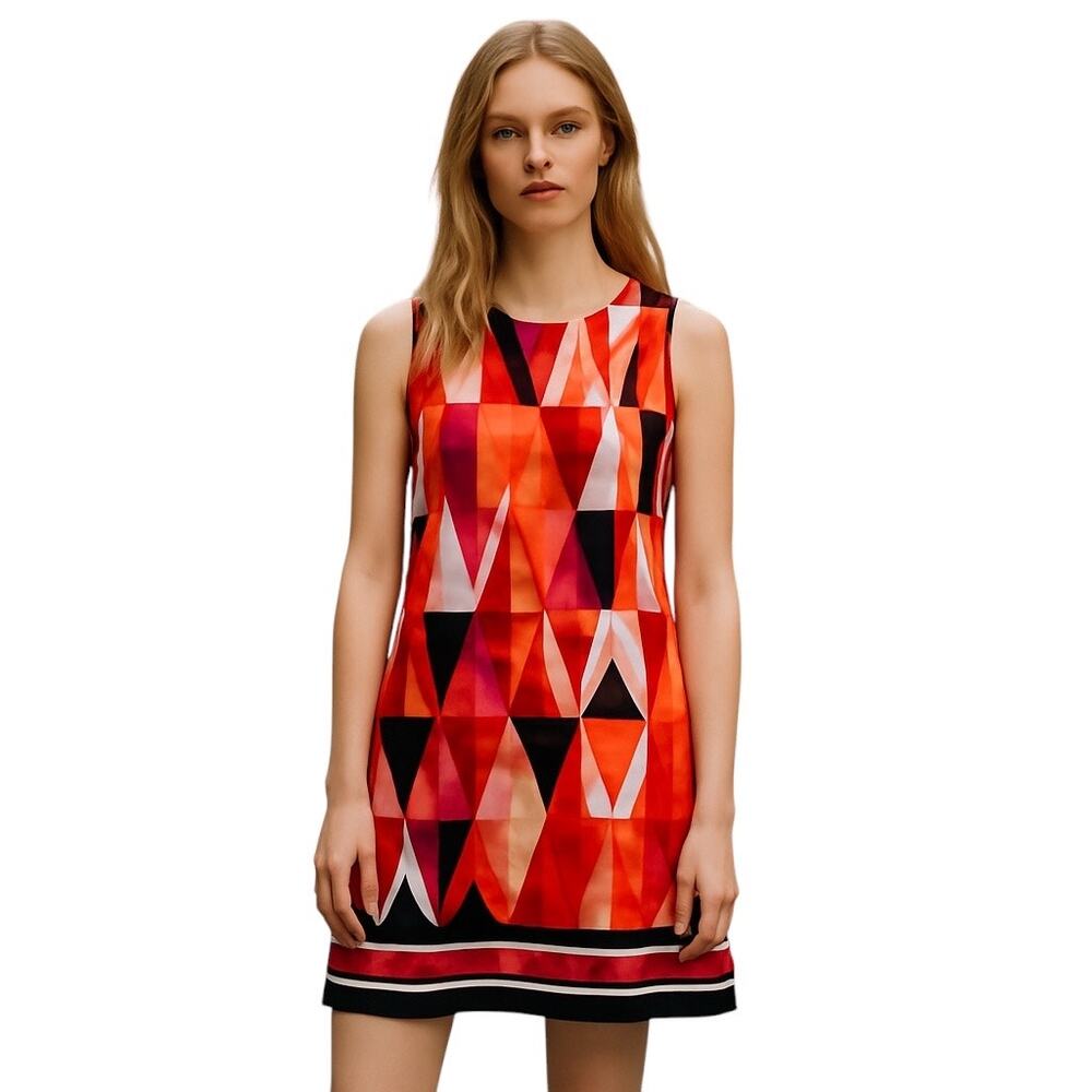 Jessica Howard Abstract Print Sleeveless Dress Size 4 Petite 4P Multicolored